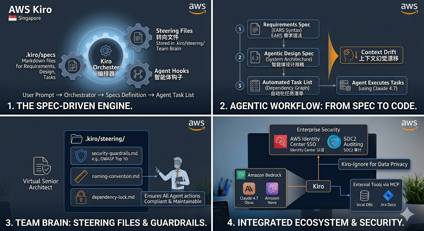 AWS Kiro 架构全景：Spec-Driven Engine、Agentic Workflow、Steering Files 与集成安全